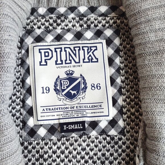 Vintage PINK Victoria's Secret Fair Isle Cardigan Boho Cabin Indie Ski Size XS - Picture 2 of 9